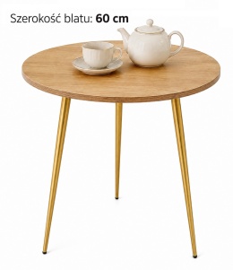 Stół okrągły VINCI OAK WOOD 60 cm GOLD 3N