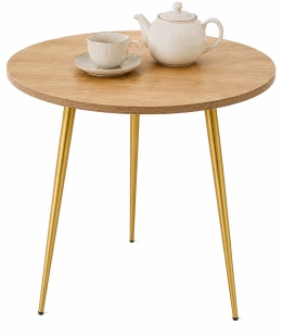 Stół okrągły VINCI LIGHT WOOD 70 cm GOLD 3N