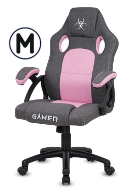 Fotel obrotowy do biurka CARRERA M STONE GREY + PINK FABRIC