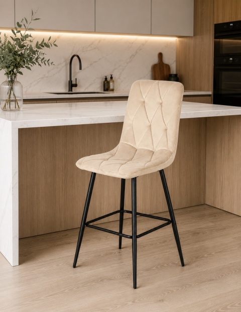 Krzesło barowe AVA BORGO BAR VELVET BEIGE hoker