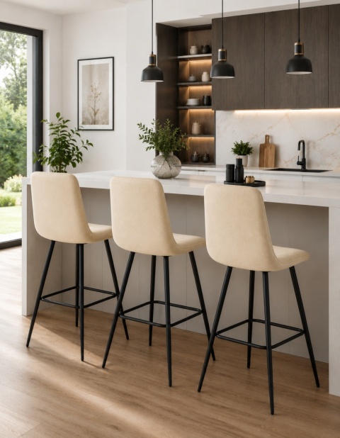 Krzesło barowe AVA BORGO BAR VELVET BEIGE hoker