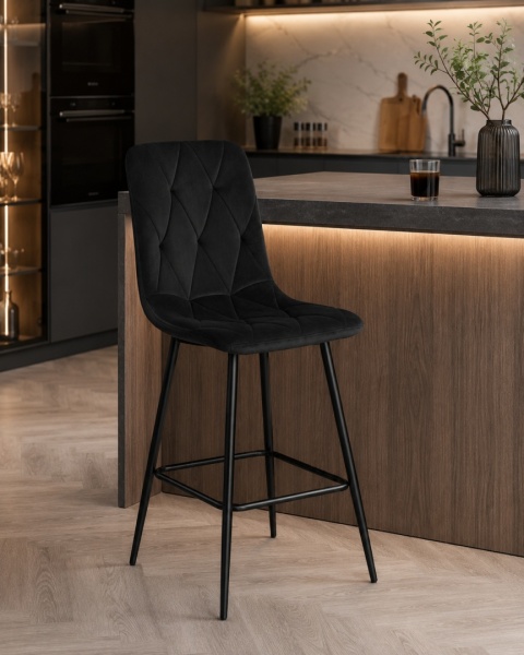 Krzesło barowe AVA BORGO BAR VELVET BLACK hoker