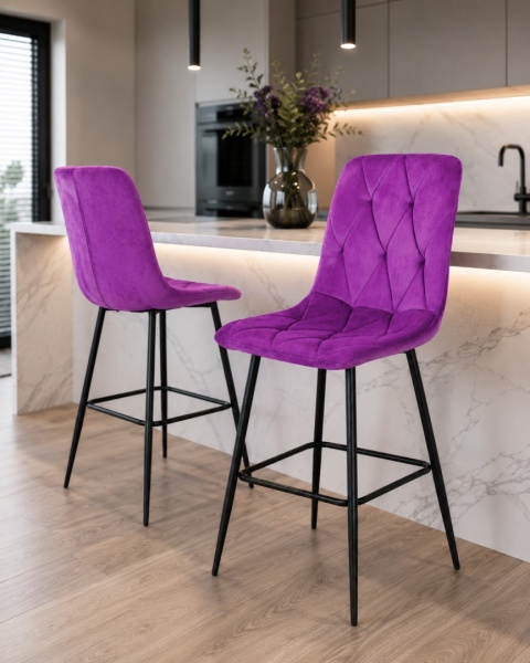 Krzesło barowe AVA BORGO BAR VELVET PURPLE hoker
