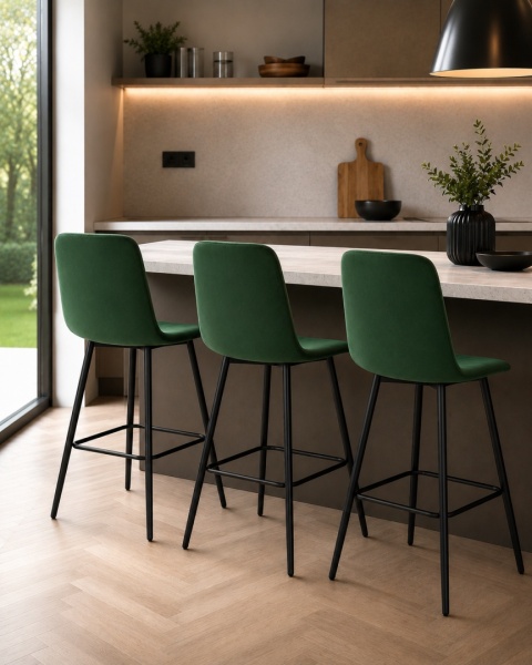 Krzesło barowe AVA TRIO BAR VELVET GREEN hoker