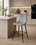 Krzesło barowe AVA TRIO BAR VELVET LIGHT GREY hoker