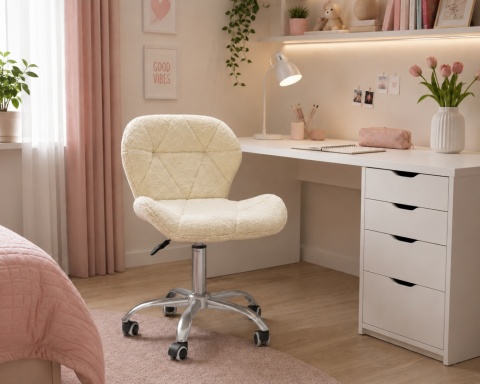 Krzesło obrotowe VASTO OFFICE BARANEK BOUCLE BEIGE SILVER