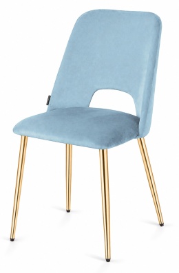 Krzesło tapicerowane GOTI LIGHT BLUE VELVET GOLD