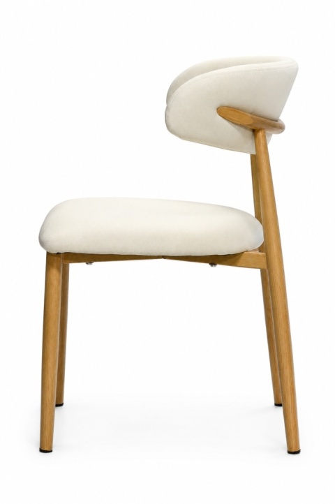 Krzesło tapicerowane LUCCA BEIGE FABRIC LIGHT WOOD