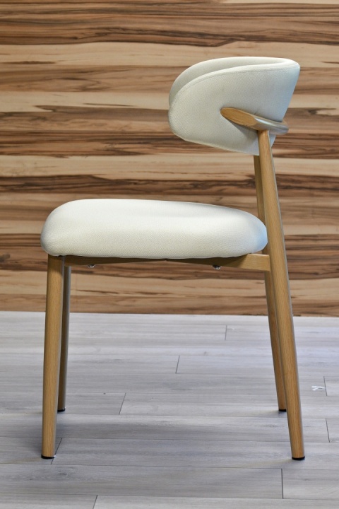 Krzesło tapicerowane LUCCA BEIGE FABRIC LIGHT WOOD