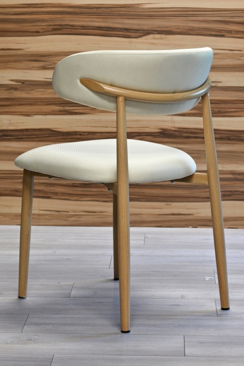 Krzesło tapicerowane LUCCA BEIGE FABRIC LIGHT WOOD
