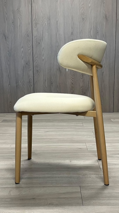 Krzesło tapicerowane LUCCA BEIGE FABRIC LIGHT WOOD