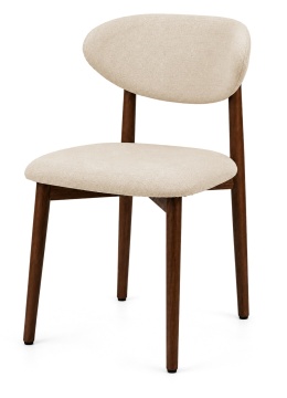 Krzesło tapicerowane LUCCA BEIGE FABRIC WALNUT WOOD