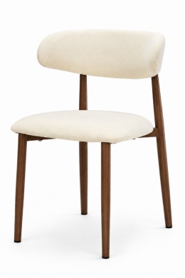 Krzesło tapicerowane LUCCA BEIGE FABRIC WALNUT WOOD