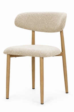 Krzesło tapicerowane LUCCA BOUCLE BEIGE FABRIC LIGHT WOOD