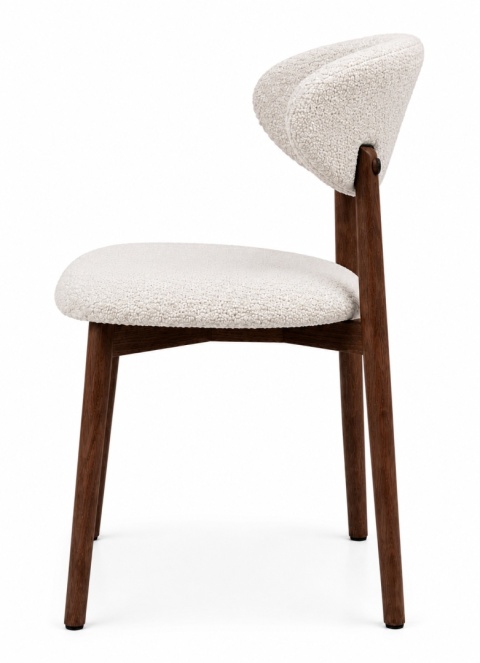 Krzesło tapicerowane LUCCA BOUCLE BEIGE WALNUT WOOD