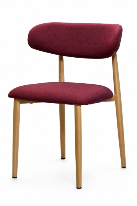 Krzesło tapicerowane LUCCA BURGUNDY FABRIC LIGHT WOOD