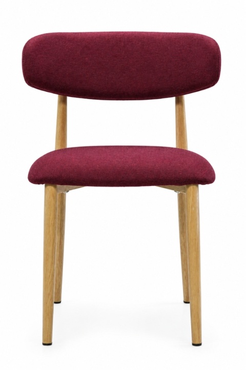 Krzesło tapicerowane LUCCA BURGUNDY FABRIC LIGHT WOOD