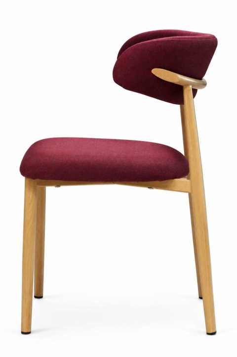 Krzesło tapicerowane LUCCA BURGUNDY FABRIC LIGHT WOOD