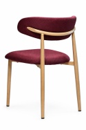Krzesło tapicerowane LUCCA BURGUNDY FABRIC LIGHT WOOD