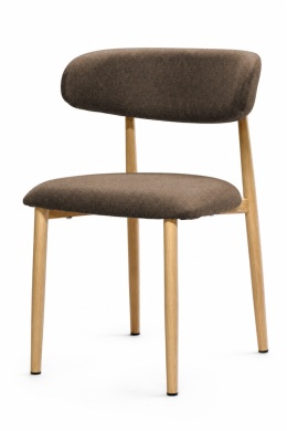 Krzesło tapicerowane LUCCA BROWN FABRIC LIGHT WOOD