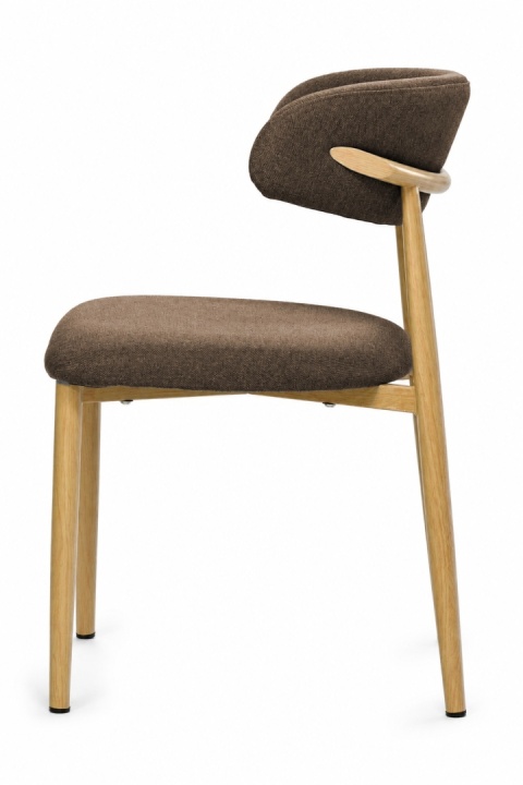 Krzesło tapicerowane LUCCA BROWN FABRIC LIGHT WOOD