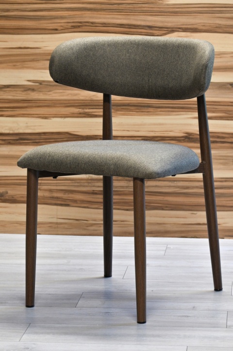 Krzesło tapicerowane LUCCA BROWN FABRIC WALNUT WOOD