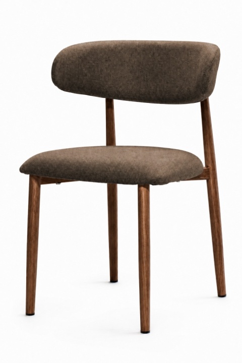 Krzesło tapicerowane LUCCA BROWN FABRIC WALNUT WOOD