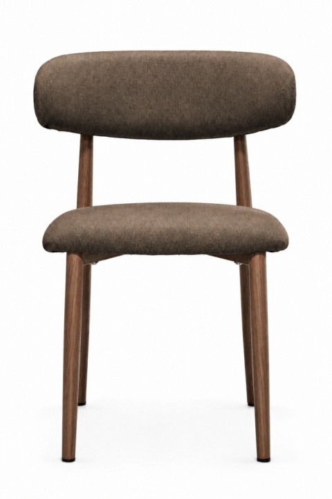 Krzesło tapicerowane LUCCA BROWN FABRIC WALNUT WOOD