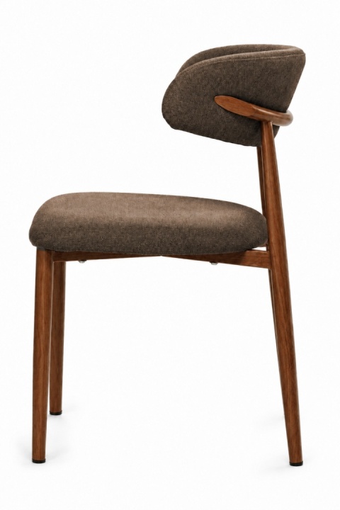 Krzesło tapicerowane LUCCA BROWN FABRIC WALNUT WOOD