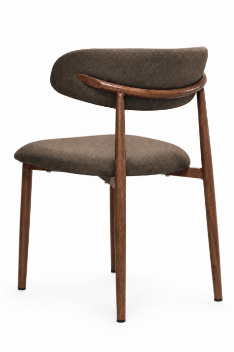 Krzesło tapicerowane LUCCA BROWN FABRIC WALNUT WOOD