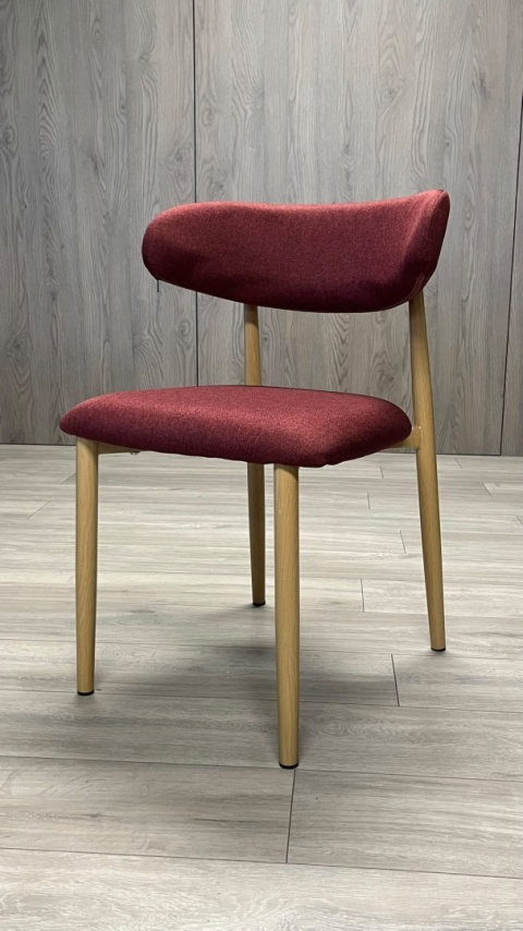 Krzesło tapicerowane LUCCA BURGUNDY FABRIC LIGHT WOOD