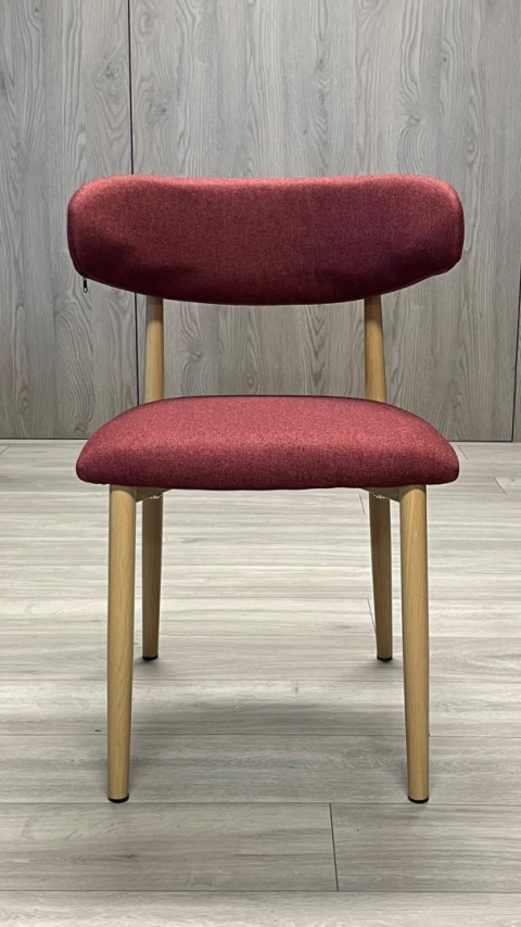 Krzesło tapicerowane LUCCA BURGUNDY FABRIC LIGHT WOOD