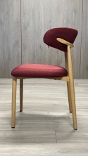 Krzesło tapicerowane LUCCA BURGUNDY FABRIC LIGHT WOOD