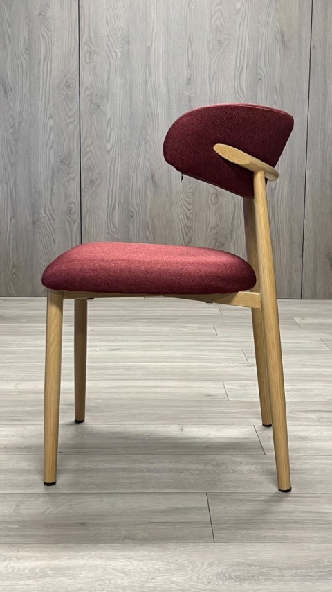 Krzesło tapicerowane LUCCA BURGUNDY FABRIC LIGHT WOOD