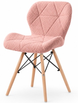 Krzesło tapicerowane VASTO WOOD BARANEK BOUCLE PINK