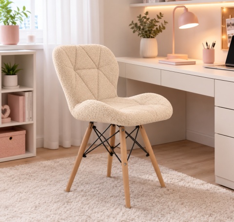 Krzesło tapicerowane VASTO WOOD BARANEK BOUCLE BEIGE