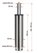 Siłownik fotela złoty 300 mm - skok 100 mm