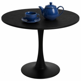 Stół okrągły VICTORY BLACK WOOD 70 cm SMOKE SLIM
