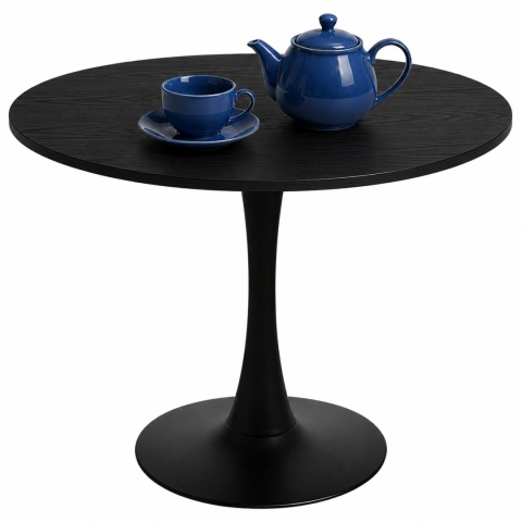 Stół okrągły VICTORY BLACK WOOD 70 cm SMOKE SLIM