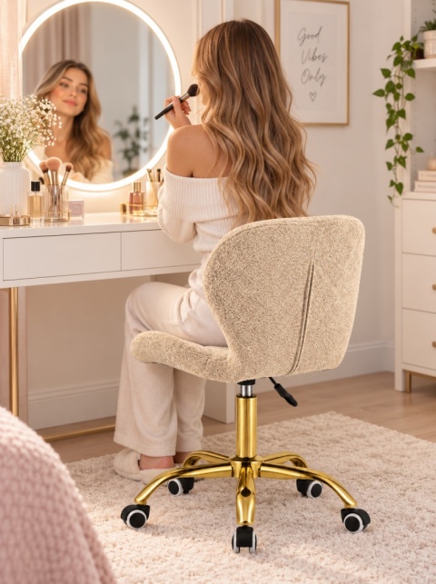 Krzesło obrotowe VASTO OFFICE BARANEK BOUCLE BEIGE GOLD