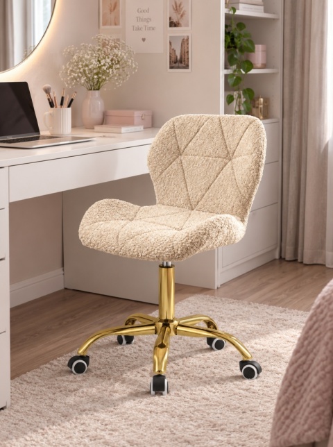 Krzesło obrotowe VASTO OFFICE BARANEK BOUCLE BEIGE GOLD