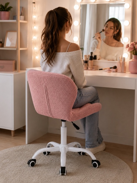 Krzesło obrotowe VASTO OFFICE BARANEK BOUCLE PINK MILK