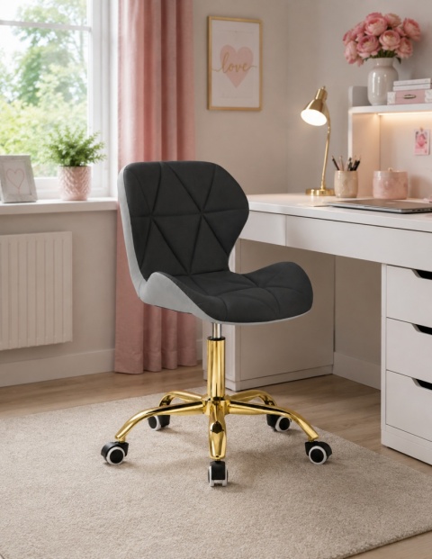 Krzesło obrotowe VASTO OFFICE PU BLACK+GREY GOLD