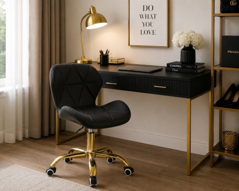 Krzesło obrotowe VASTO OFFICE PU BLACK GOLD