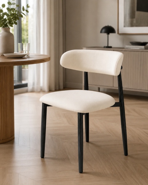 Krzesło tapicerowane LUCCA BEIGE FABRIC BLACK WOOD
