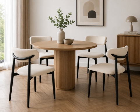 Krzesło tapicerowane LUCCA BEIGE FABRIC BLACK WOOD