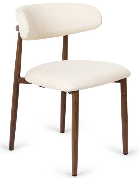 Krzesło tapicerowane LUCCA BEIGE FABRIC WALNUT WOOD