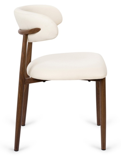 Krzesło tapicerowane LUCCA BEIGE FABRIC WALNUT WOOD