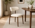 Krzesło tapicerowane LUCCA BEIGE FABRIC WALNUT WOOD