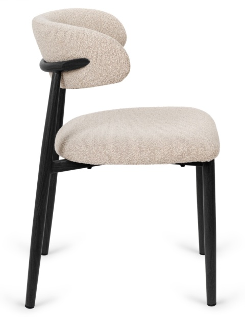 Krzesło tapicerowane LUCCA BOUCLE BEIGE BLACK WOOD